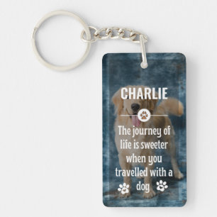 Cute custom 2 photos dog lover modern pet name  key ring