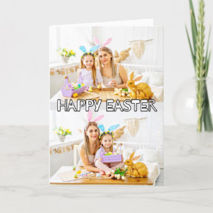 Cute Custom 2-photos Family Happy Easter Holiday Card