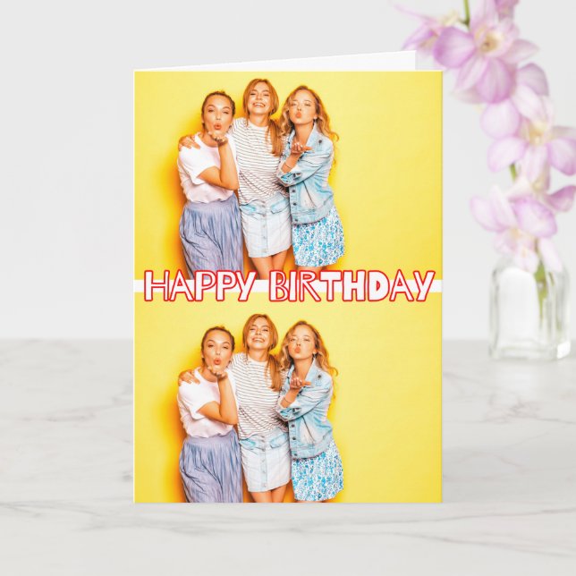 Cute Custom 2-photos Template Birthday Card (Orchid)