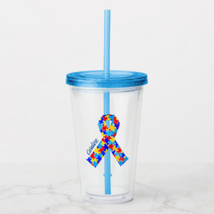Cute Custom Autism Ribbon Acrylic Tumbler