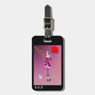 Cute Custom Autumn Dog Walk Luggage Tag