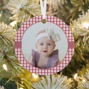 Cute Custom Baby Girl's First Christmas Rose Gold  Metal Tree Decoration