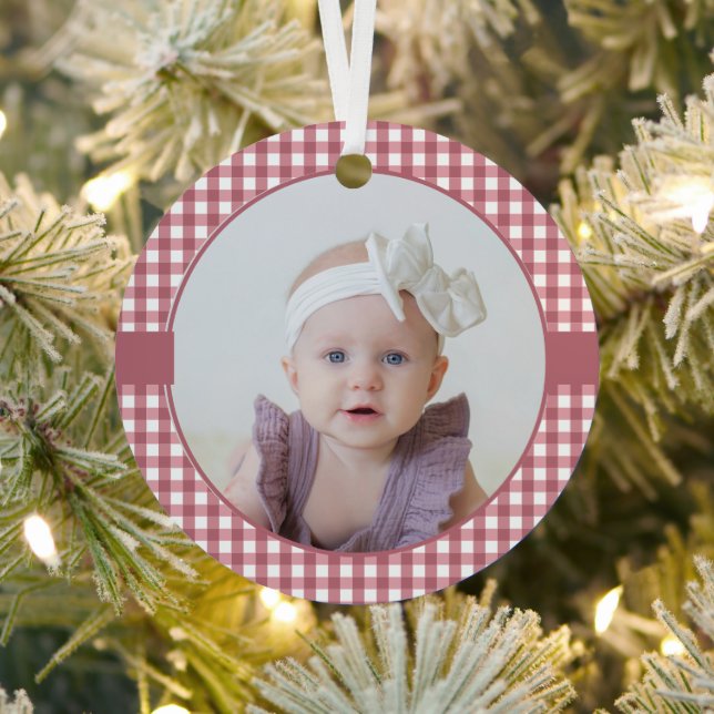 Cute Custom Baby Girl's First Christmas Rose Gold  Metal Tree Decoration (Insitu)