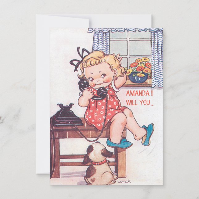 Cute custom be my bridesmaid/maid of honour invitation (Front)