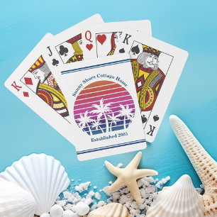 Cute Custom Beach House Palm Trees Playing Cards