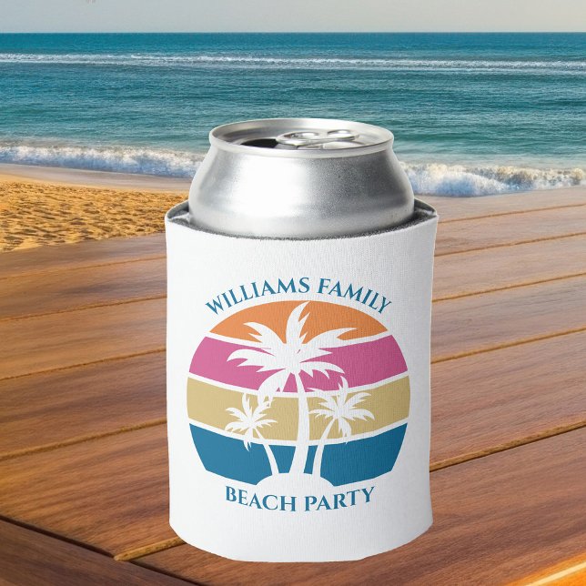 Cute Custom Beach Party Tropical Palm Tree Can Cooler (Creator Uploaded)
