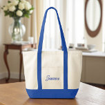 Cute Custom Bridesmaid Gift Blue  Tote Bag<br><div class="desc">Make your bridesmaids feel extra special with our Cute Custom Bridesmaid Gift Blue Tote Bag! This adorable tote is the perfect way to show your appreciation for your closest gals on your big day. Its durable design and spacious interior make it the ideal accessory for carrying all their essentials. Personalise...</div>