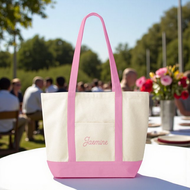 Cute Custom Bridesmaid Gift Pink Tote Bag (Creator Uploaded)