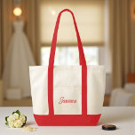 Cute Custom Bridesmaid Gift Red Tote Bag<br><div class="desc">Make your bridesmaids smile with these adorable custom red tote bags! Perfect for carrying all their wedding day essentials,  these bags are both stylish and practical. Show your appreciation with a thoughtful and personalised gift they'll love.</div>