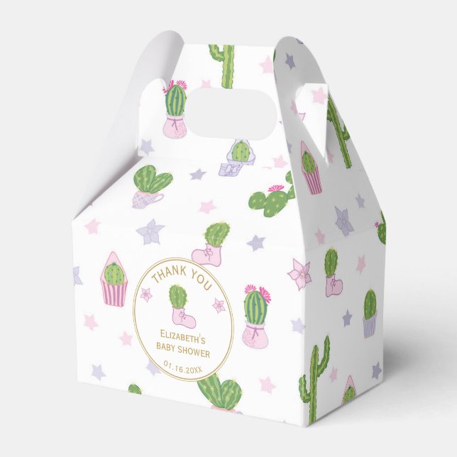 Cute Custom Cactus Baby Shower Favour Box (Front Side)