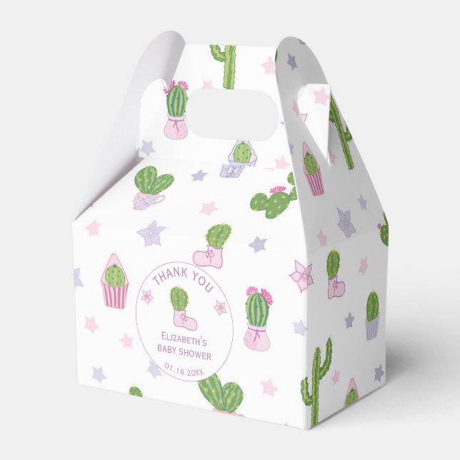 Cute Custom Cactus Baby Shower Favour Box (Front Side)
