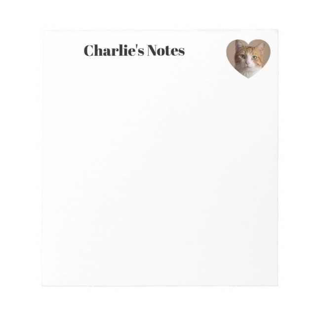 Cute Custom Cat Heart Frame Notepad (Front)