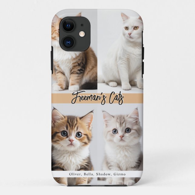 Cute Custom Cat Photo Family Case-Mate iPhone Case (Back)