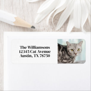 Cute Custom Cat Photo Pet Owner Return Address Return Address Label