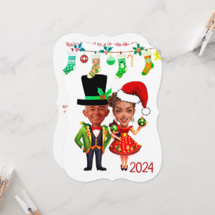 Cute Custom Christmas Caricature  Invitation