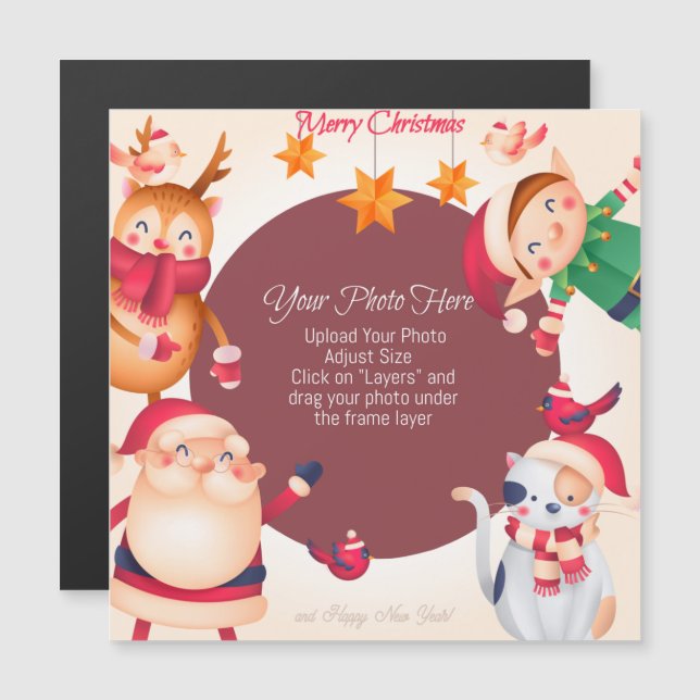 Cute Custom Christmas Magnetic Invitation (Front/Back)