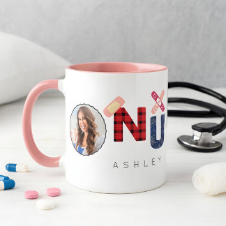 Cute Custom Christmas Nurse Gift 2 Photos Name Mug