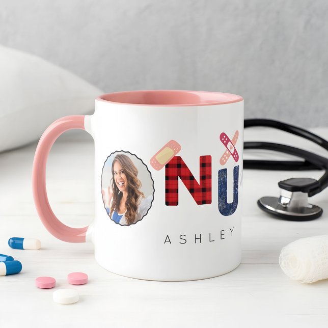 Cute Custom Christmas Nurse Gift  2 Photos Name Mug (Creator Uploaded)