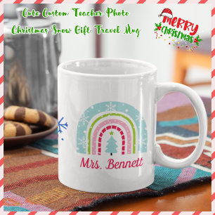 Cute Custom Christmas Rainbow Teacher Gift Mug