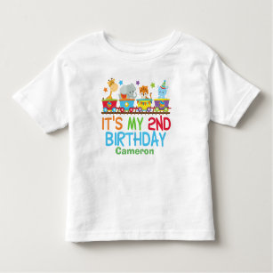 Cute Custom Circus Animal Train 2nd Birthday Toddler T-Shirt
