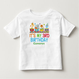 Cute Custom Circus Animal Train 3rd Birthday Toddler T-Shirt