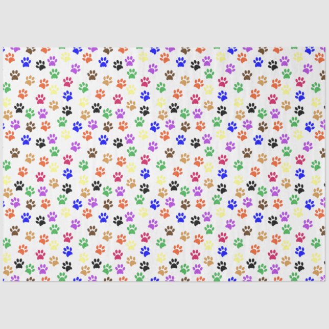 Cute Custom Colour Cat & Puppy Dog Paw Prints Pet Tissue Paper (Front)