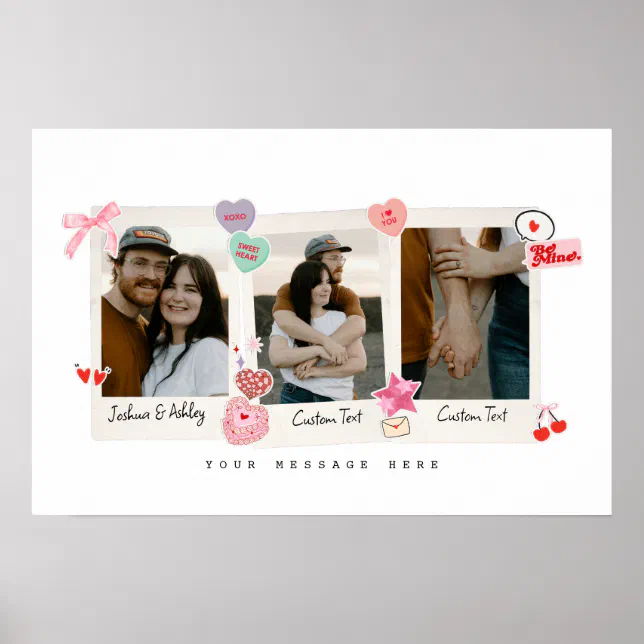 Cute Custom Couple Photos and Text Gift Poster | Zazzle