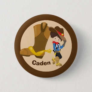 Cute Custom Cowboy Birthday Boy Party 6 Cm Round Badge