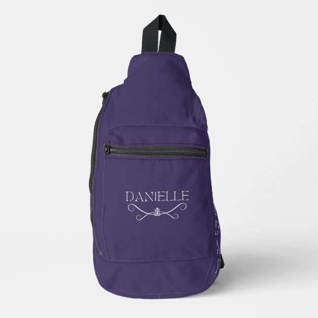 Cute Custom Dark Purple "BALLET EVERYDAY'  Sling Bag (Front)