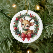 Cute Custom Deer Christmas Wreath