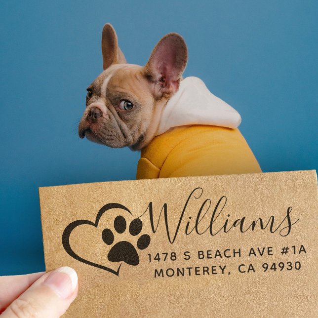 Cute Custom Dog Address Stamp With Heart (Creator Uploaded)