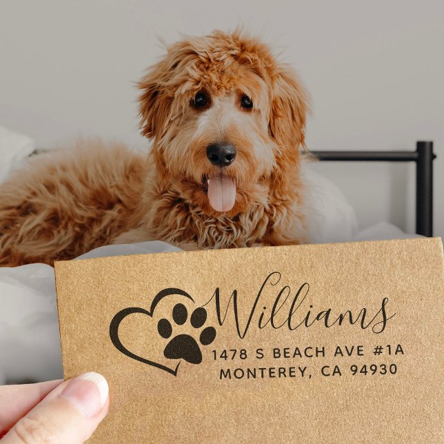 Cute Custom Dog Address Stamp With Heart (Creator Uploaded)