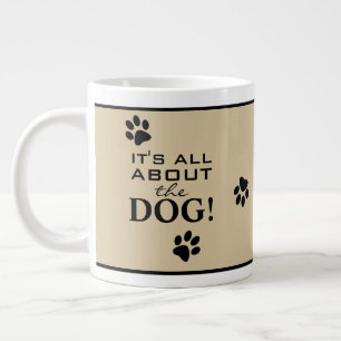 Cute Custom Dog Paw Typography Dog Lover's Large Coffee Mug