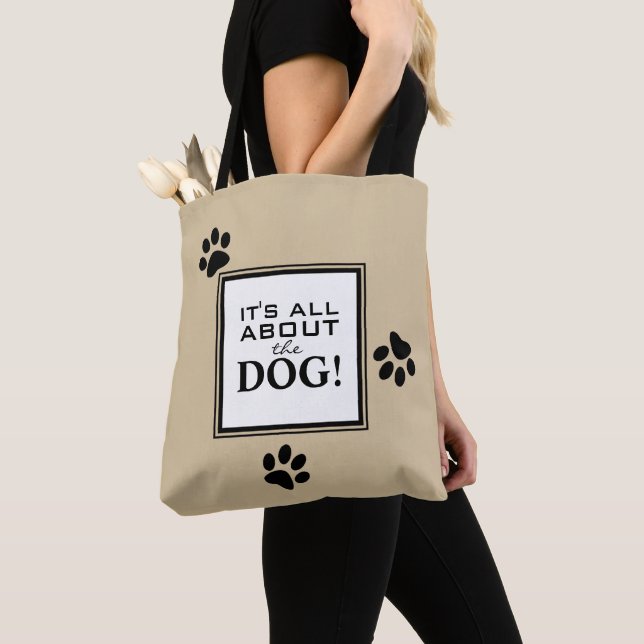 Cute Custom Dog Paw Typography Dog Lover's Tote Bag (Close Up)
