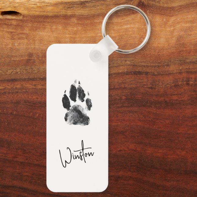 Cute Custom Dog Photos Collage Paw Print Key Ring (Back)