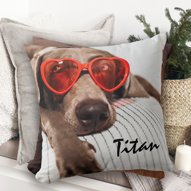 Cute Custom Double-Sided Pet Photo with Name Cushion (Creator Uploaded)