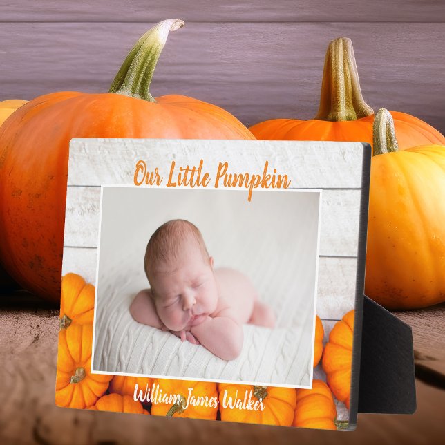 Cute Custom Fall Baby Pumpkin Newborn Photo Plaque (Creator Uploaded)