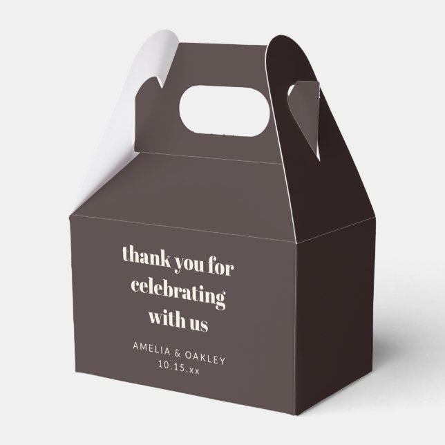 Cute Custom Fall Brown Couples Shower Thank You Favour Box (Front Side)