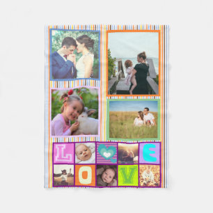 Cute custom family photo collage memories fleece blanket