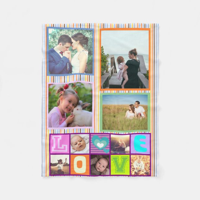 Cute custom family photo collage memories fleece blanket (Front)
