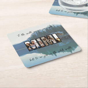 Cute Custom  Family Photo  Square Paper Coaster