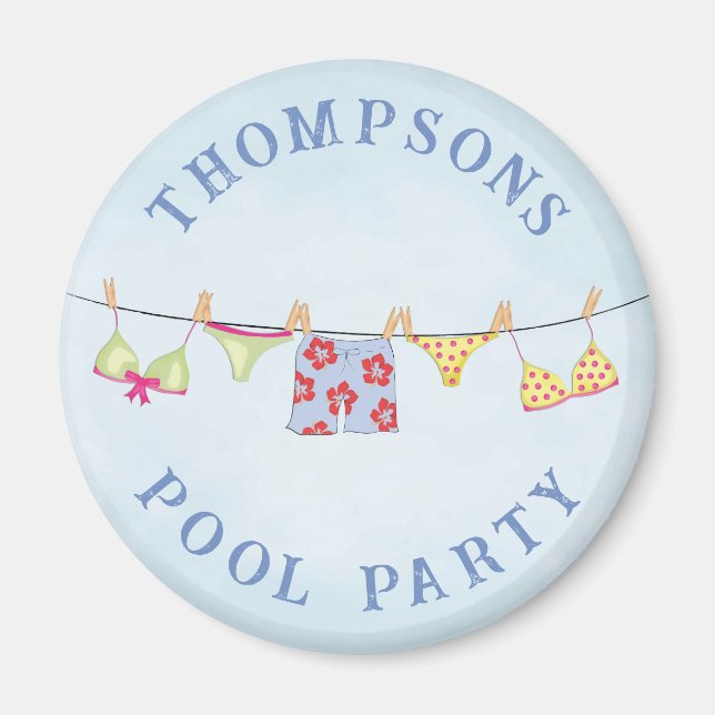 Cute Custom Family Whimsical Pool Party Magnet (Front)