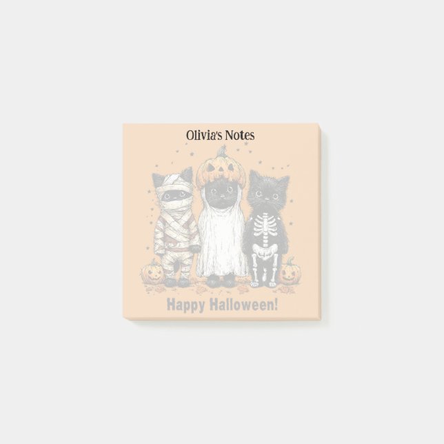 Cute Custom Festive Halloween Cats  Post-it Notes (Front)