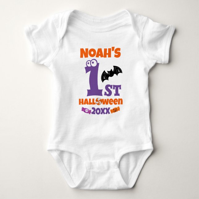 Cute Custom First Halloween Baby Kid's Toddler Baby Bodysuit (Front)