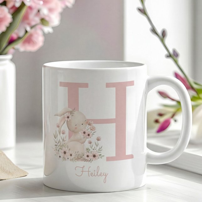 Cute Custom Floral Rabbit Kids Easter Gift  Coffee Mug (Creator Uploaded)