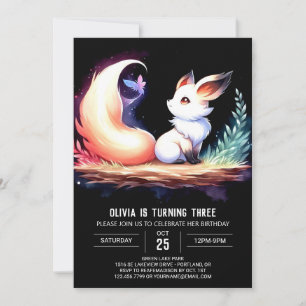 Cute Custom Fox Birthday digital  Invitation