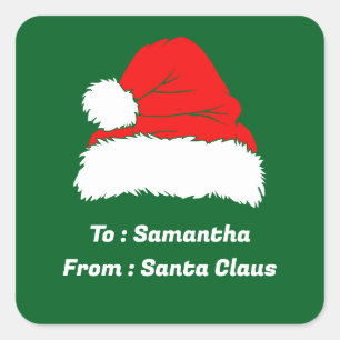 Cute Custom From Santa Claus Green Christmas Gift Square Sticker