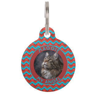 Cute Custom Fur Parent Gift Chevron Geometry Pet Tag