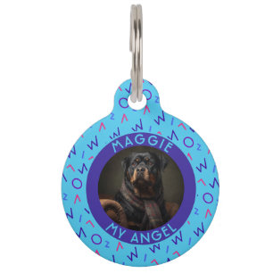 Cute Custom Fur Parent Gift Memphis Pattern Pet Tag