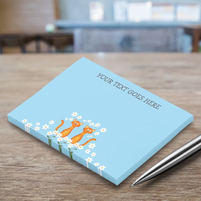 Cute Custom Ginger Floral Blue Orange Cat  Post-it Notes (Creator Uploaded)
